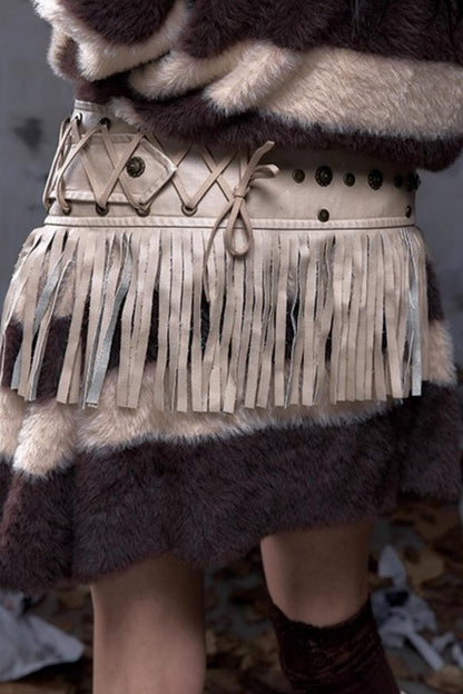 Vintage Punk Fringe Leather Belt