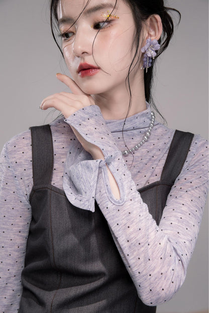 Twilight Gray Polka Dot Shirt Dress Set-Up