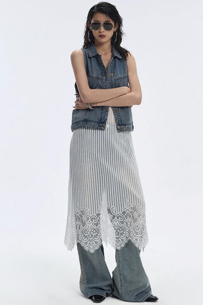 Summer Blue Washed Denim Vest