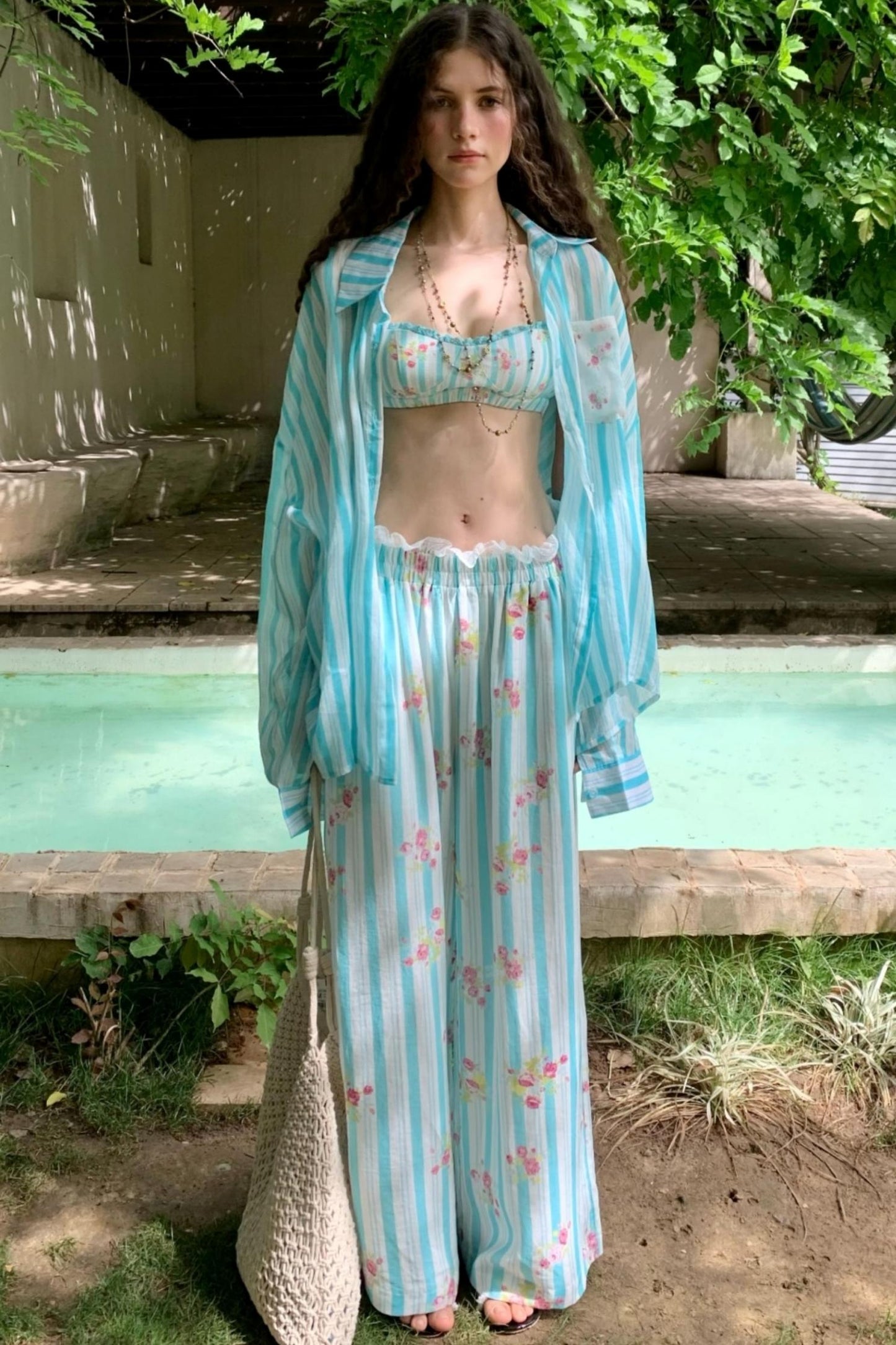 Sweet Blue Floral Plunge Sling Set-Up