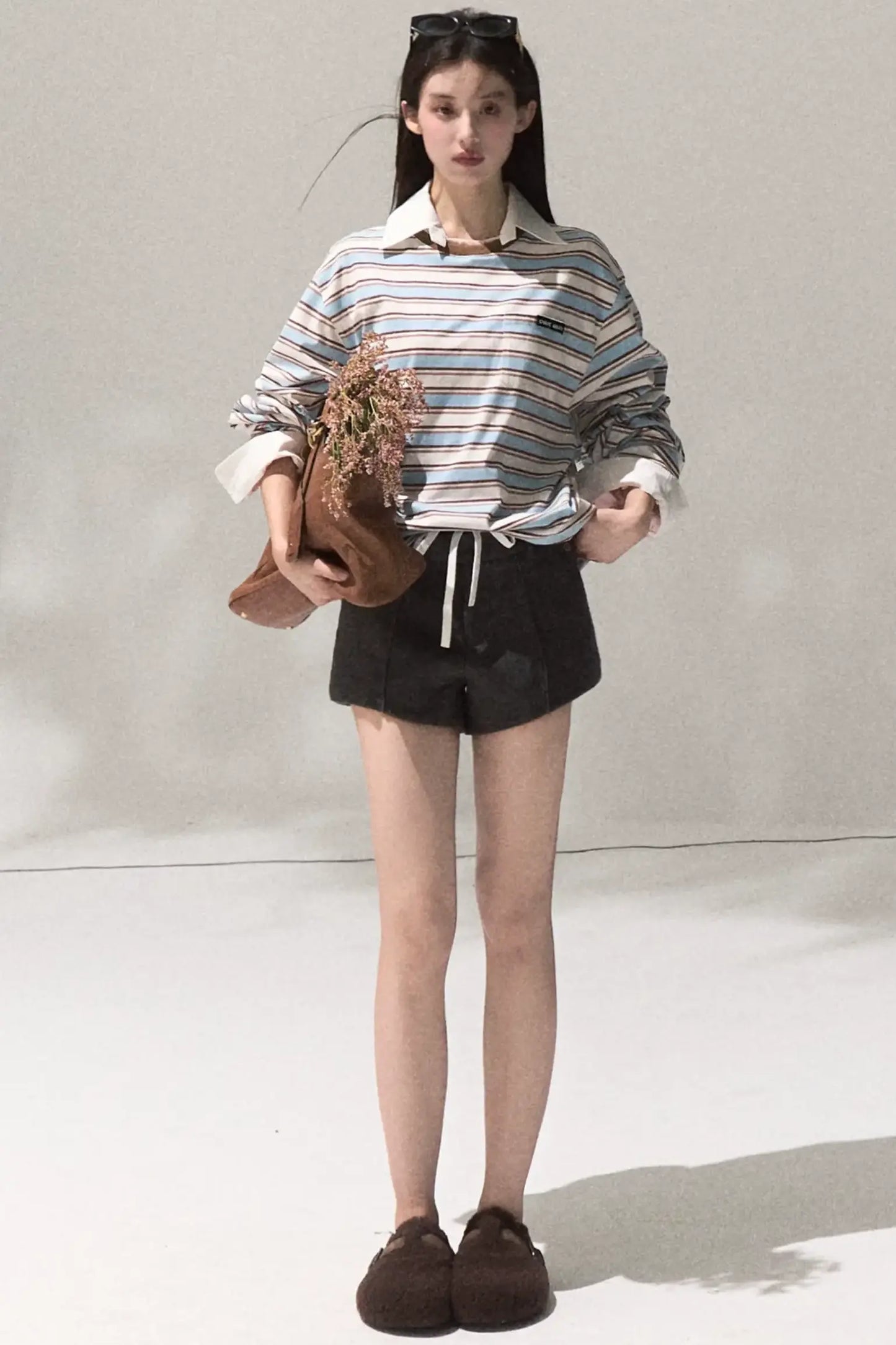 Contrasting Striped Long-Sleeve Shirt