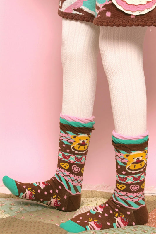 Lace Stripe Mid-leg Socks