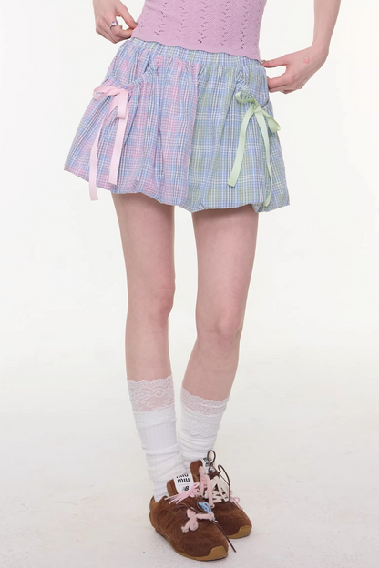 Rainbow Candy Plaid Skirt