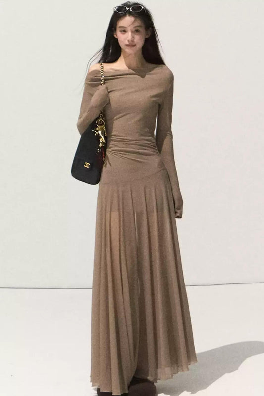 Soft Mist Shoulder Waist Dress
