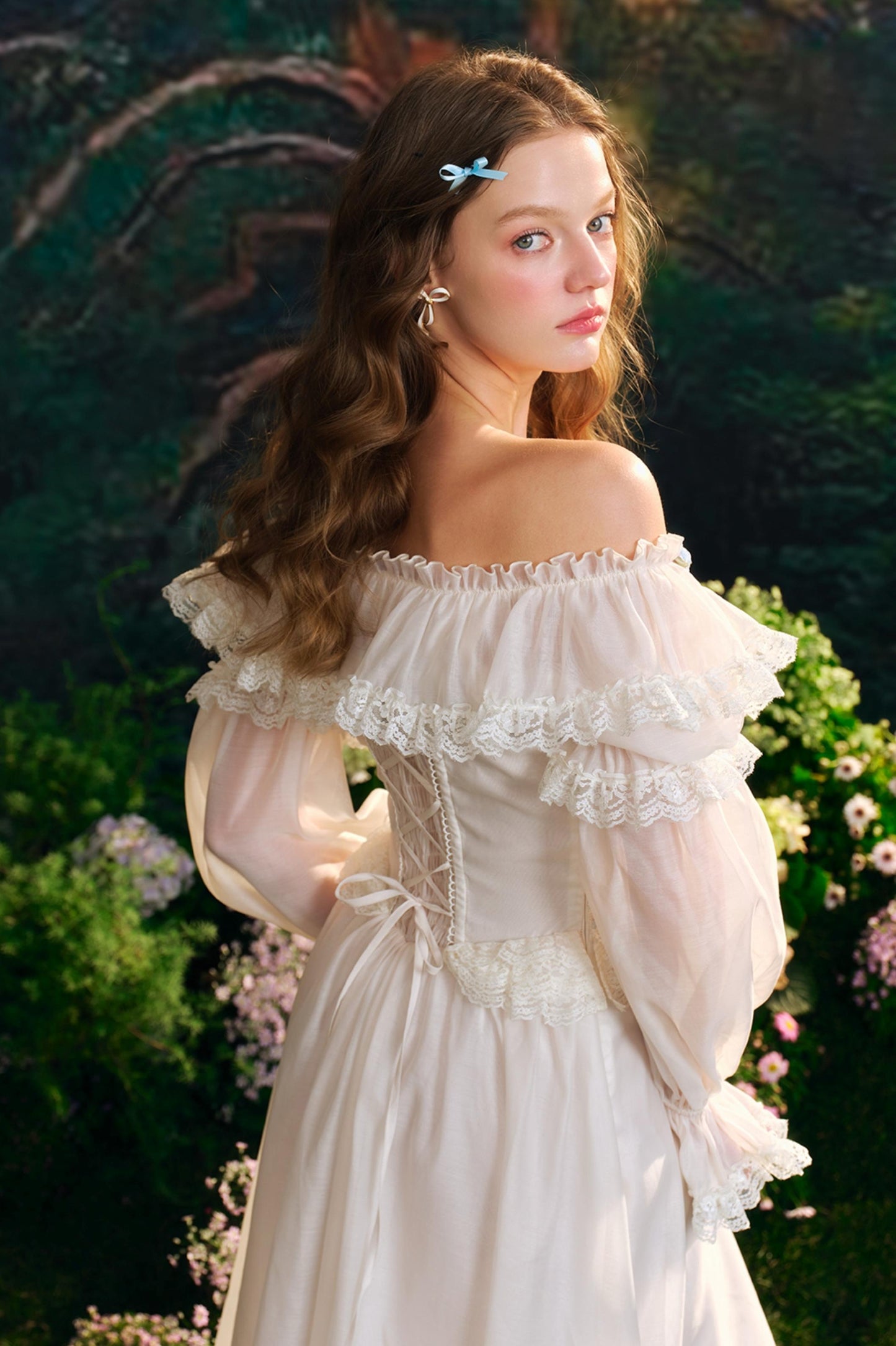 Blue Hydrangea One-Shoulder Dress