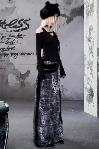 Off-The-Shoulder Beaded Lace-Up Base Top