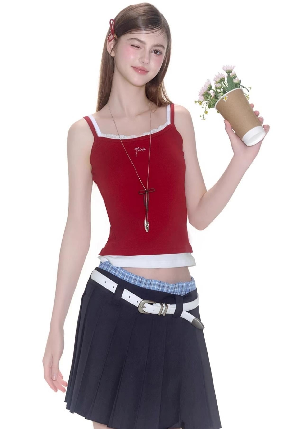 Floral Lace Camisole & Vintage Denim Set-Up