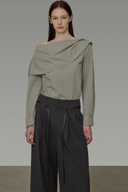 Double-Neck Slanted Shoulder Shirt