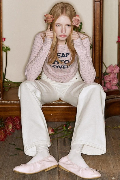 Pink Floral Slim-Fit Sweater