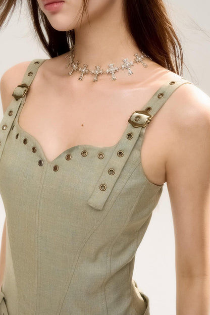 Moody Fishbone Sling Dress