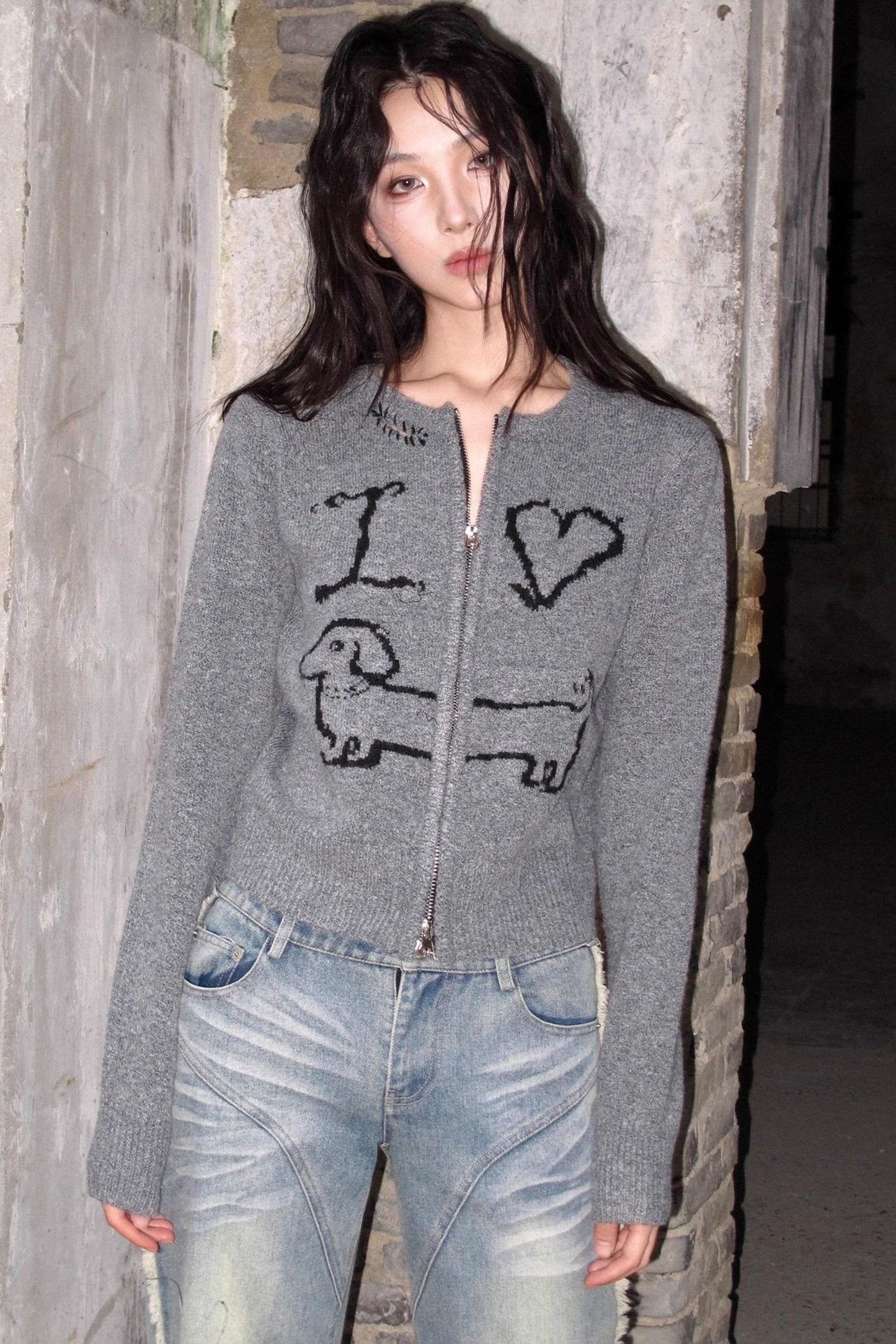 Puppy Jacquard Cardigan