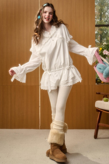 Organic Cotton Lace Short Dress