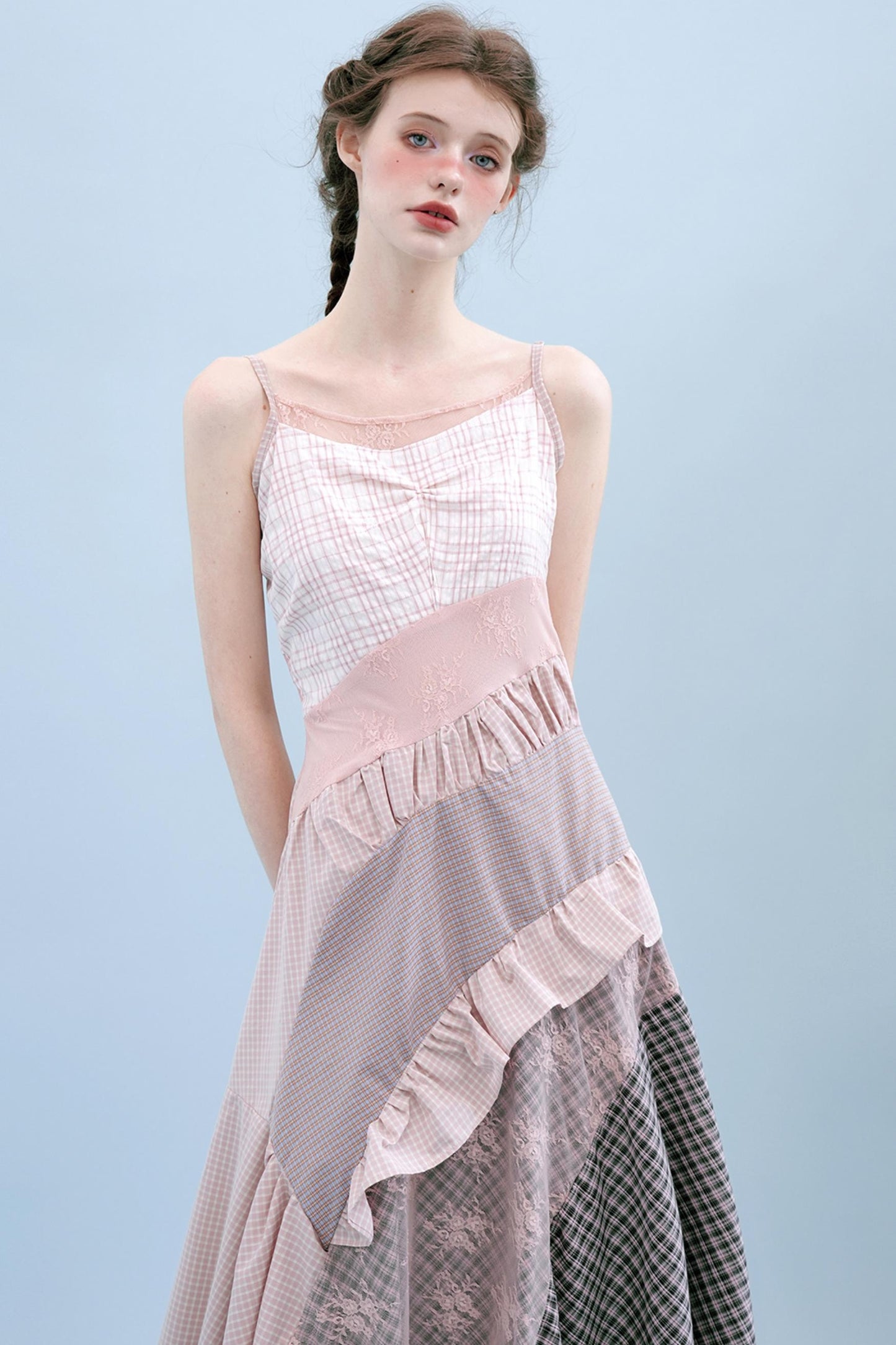 Pink Patchwork Camisole Dress