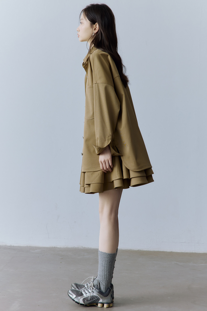 Acetate Wool Toggle Shirt Jacket