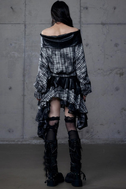 Dark Plaid Leather Top
