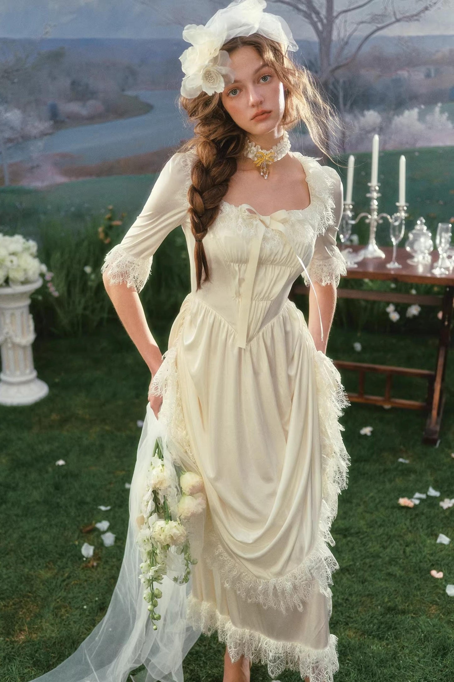 French Palace Satin Wedding Dress