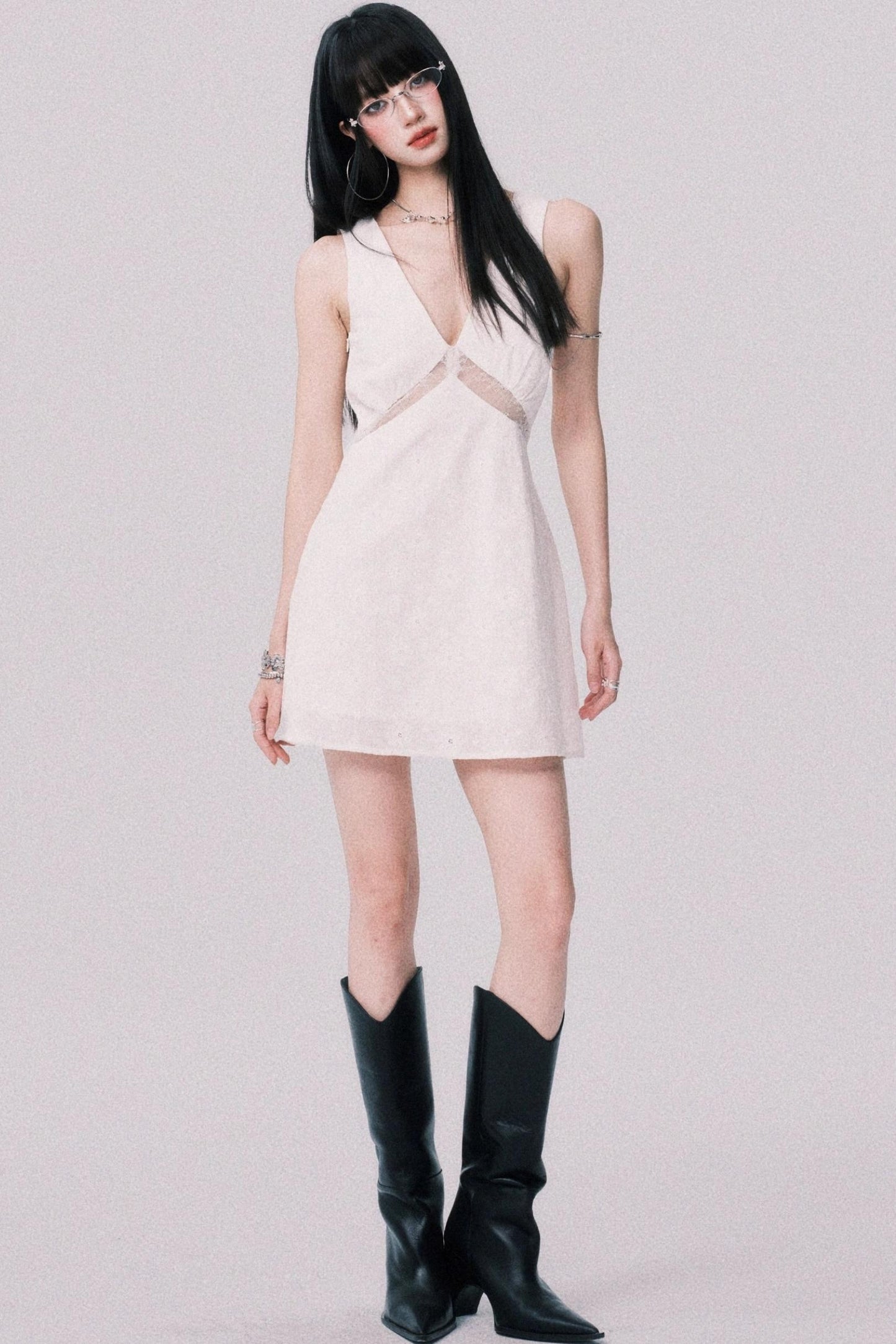 Summer Lace V-Neck Vest Dress