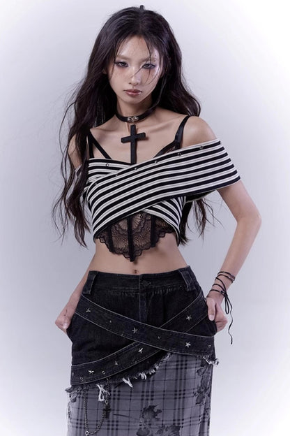 Striped Smock Blouse Set-Up