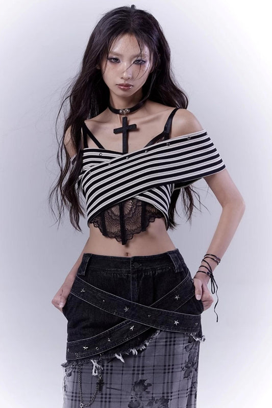 Striped Smock Blouse Set-Up