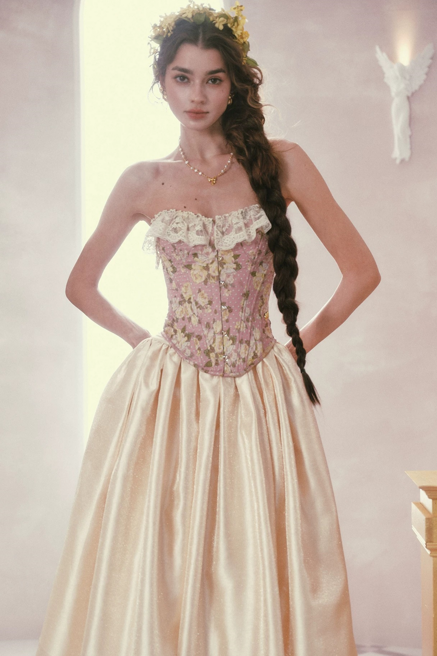 Lace Jacquard Corset Top Set-Up