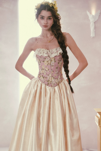 Lace Jacquard Corset Top Set-Up