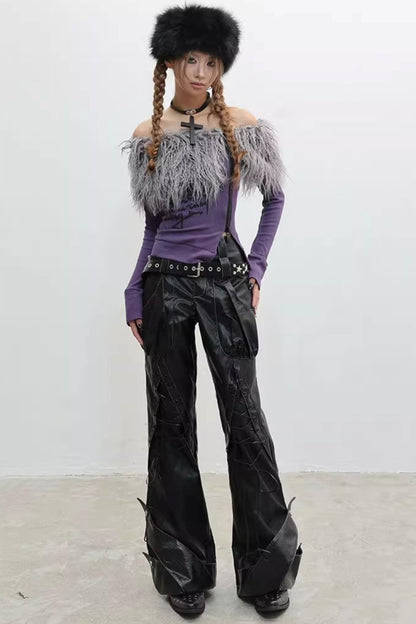 Hairy Slim Print Long Sleeve T-Shirt Knit