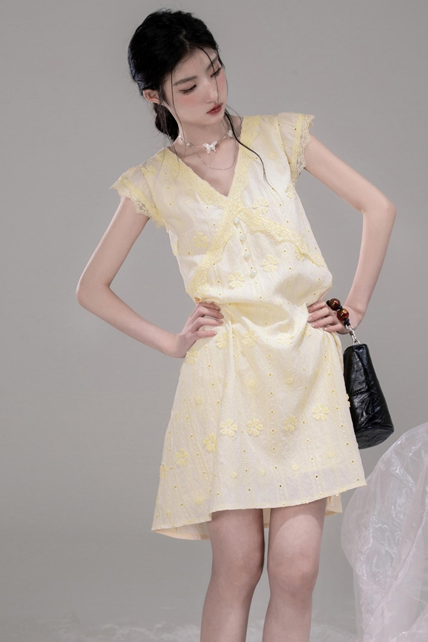 Floral V-Neck Skeleton Dress