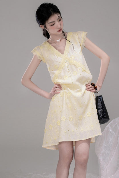 Floral V-Neck Skeleton Dress