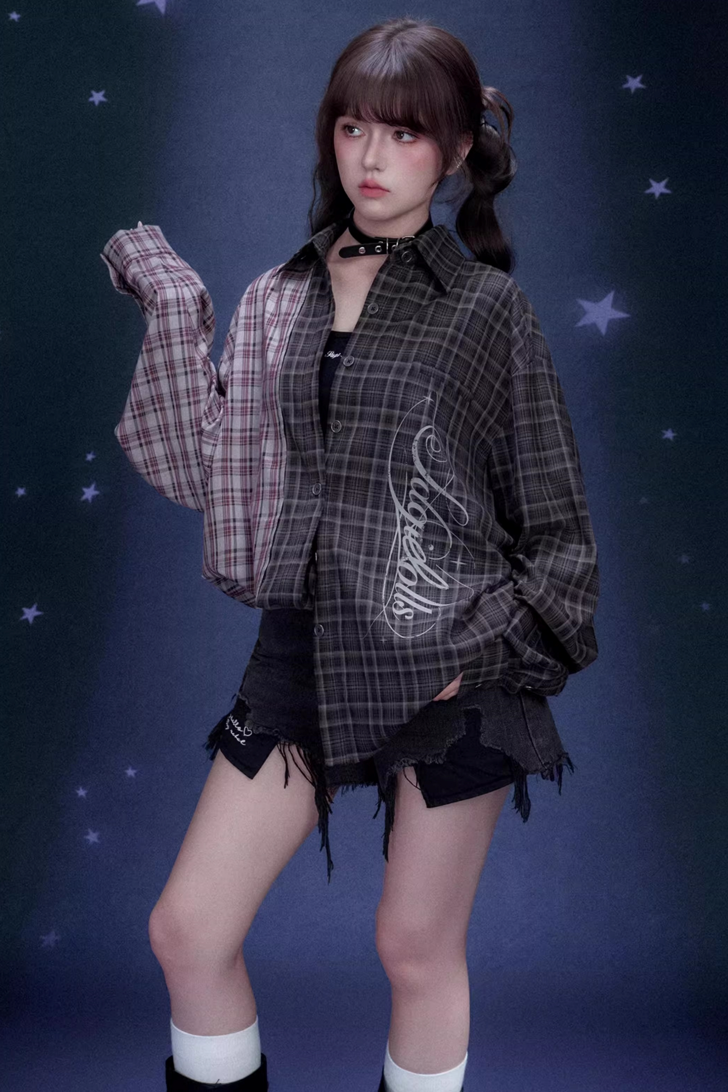 Karo Asymmetrische Patchwork-Jacke