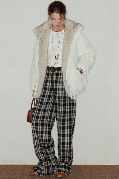 Plaid Wool Tweed Trousers