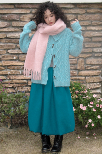 Wool Cable Knit Cardigan