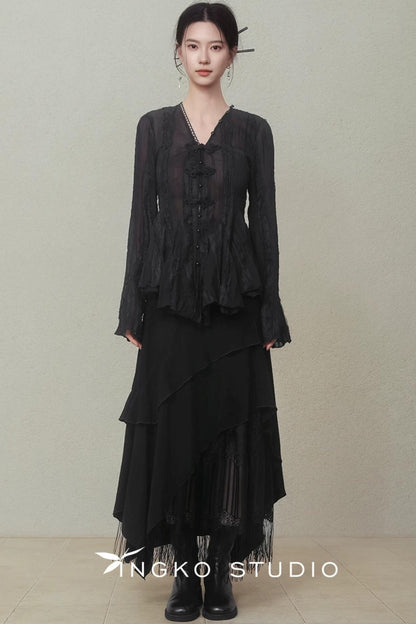 Layered Asymmetrical Lace Skirt