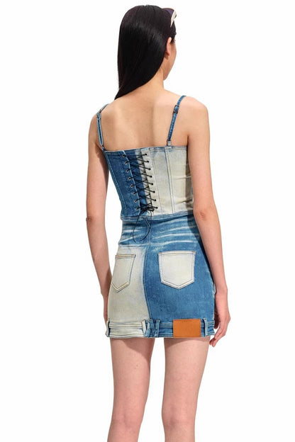 Colorblock-Denimkleid