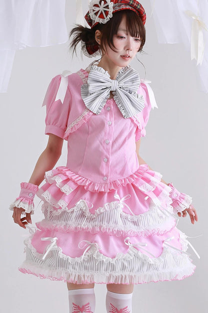 Pink Striped Puffy Skirt