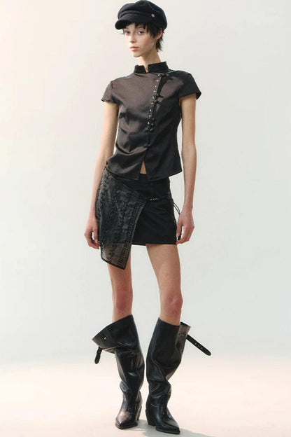 Plain Satin Embroidered Shirt