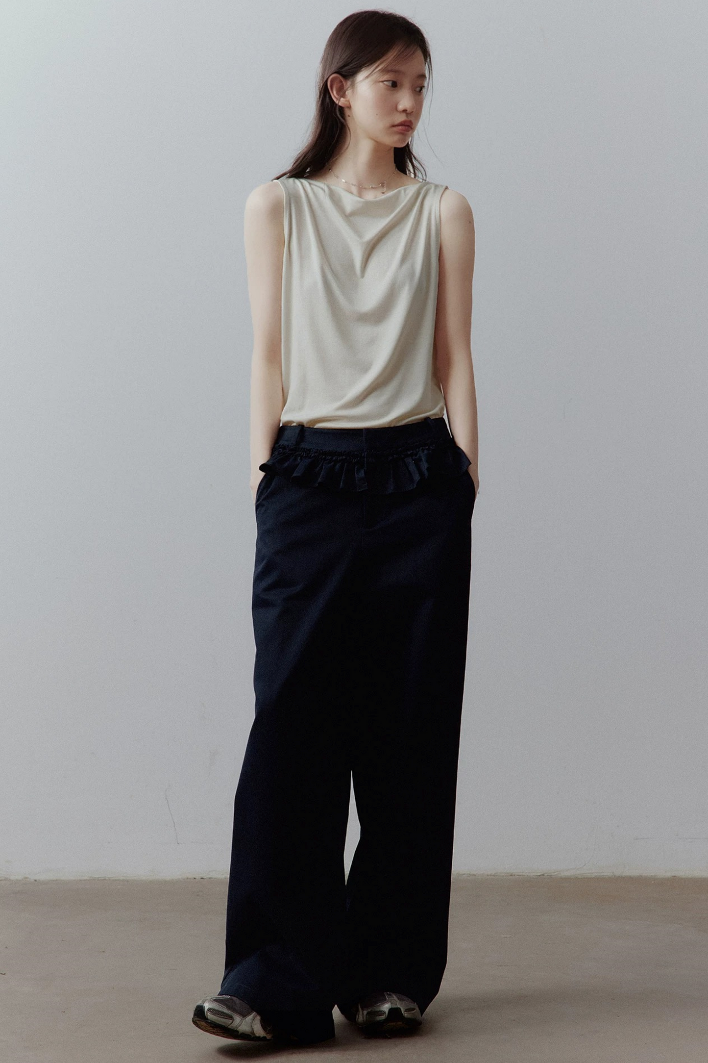 Plush Blue Layered Cotton Trousers