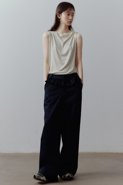Plush Blue Layered Cotton Trousers