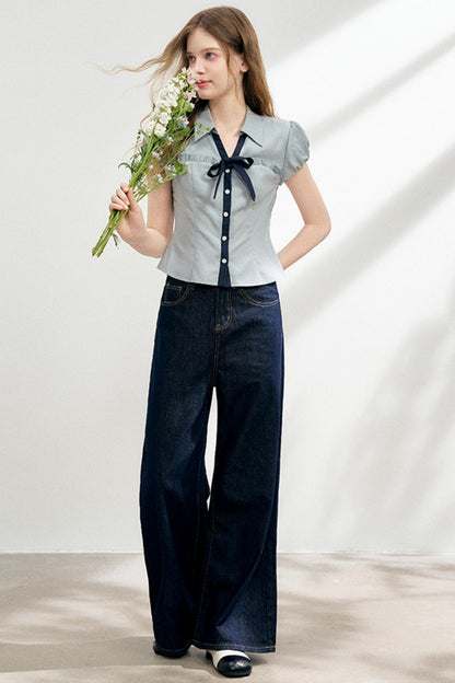 Blue Gray Polo Blouse