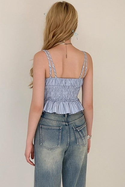 Blue Striped Drawstring Camisole