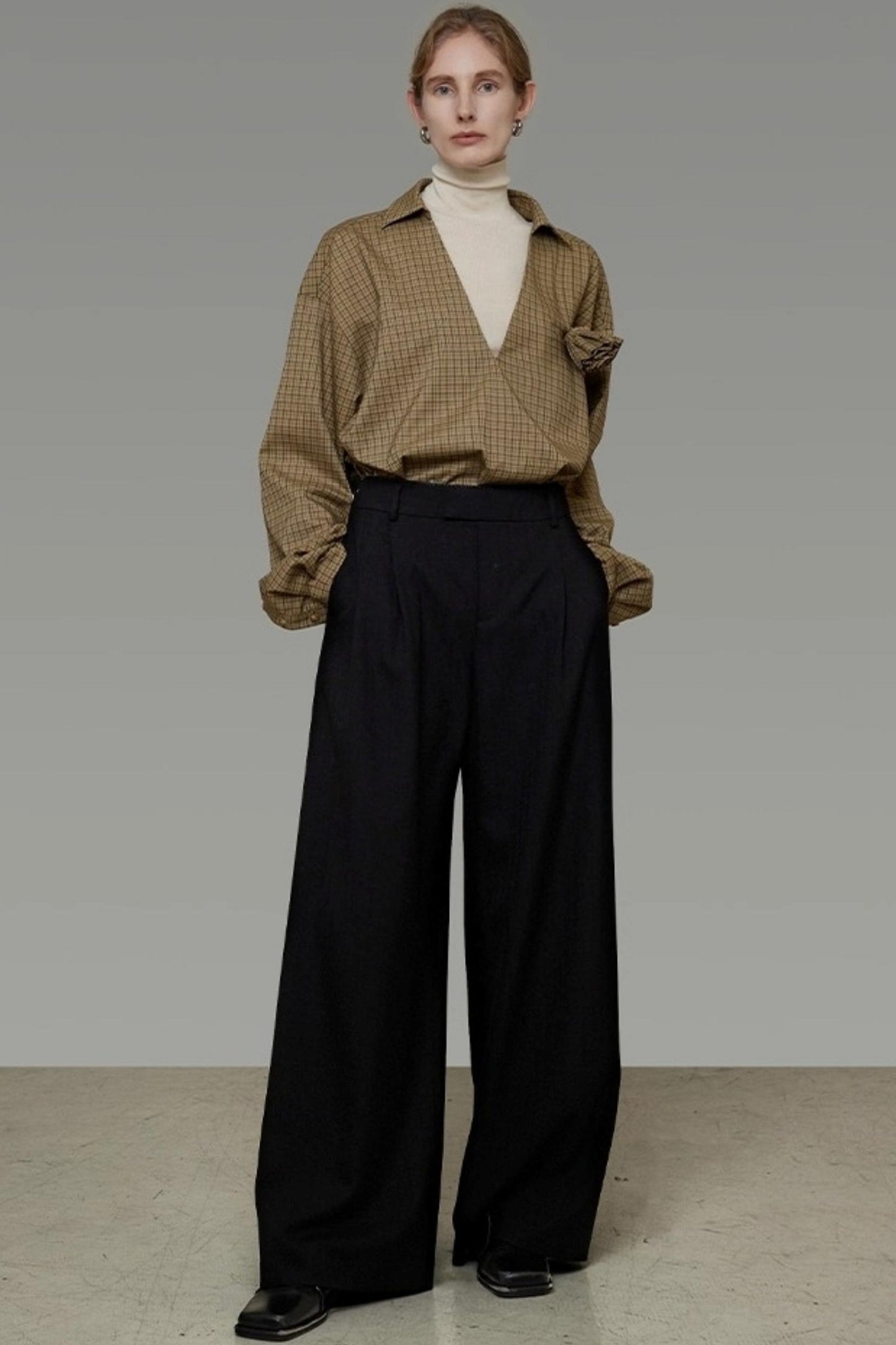 Vintage Fall V-Neck Striped Shirt