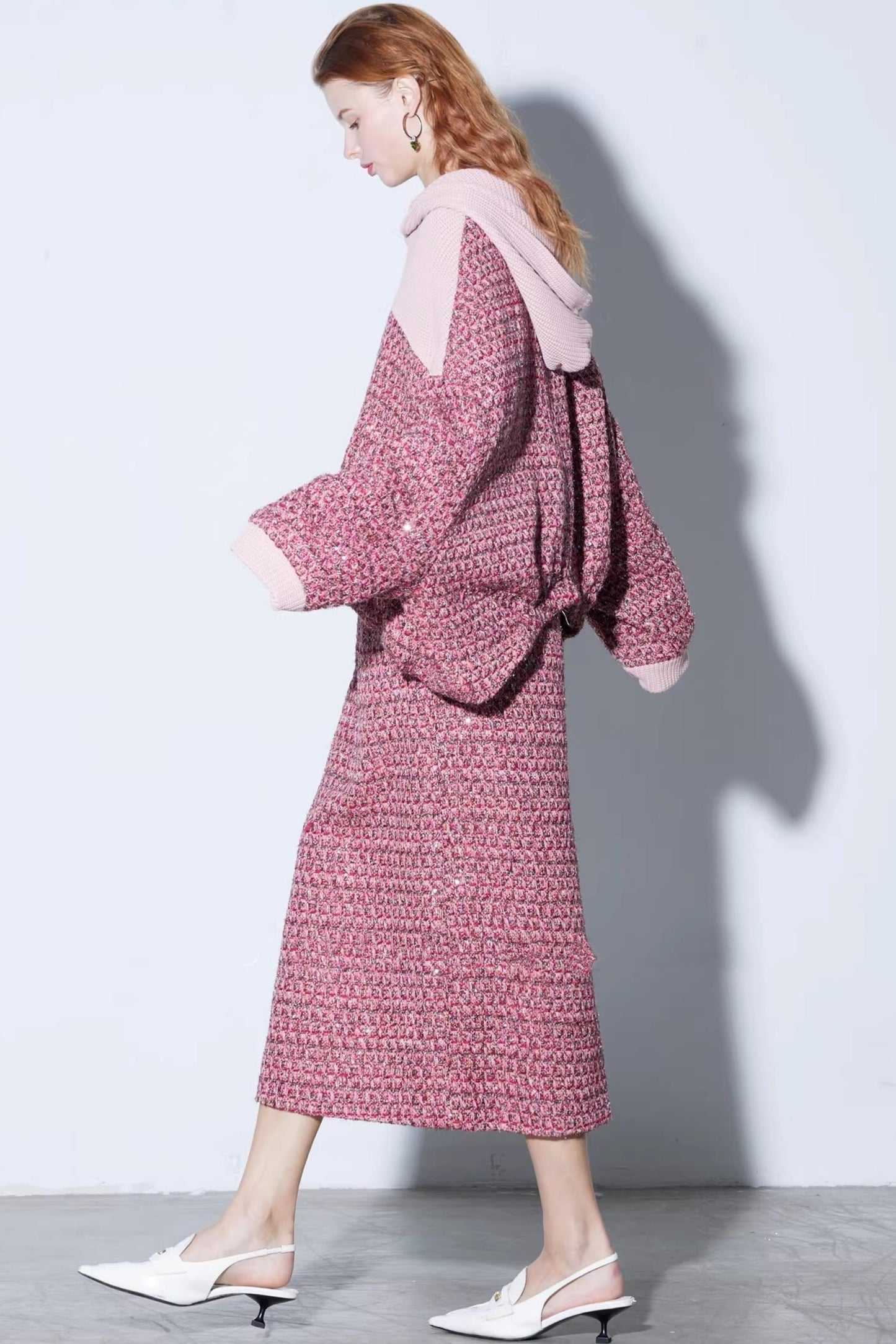 Dekonstruiertes Tweed-Strickjacken-Set