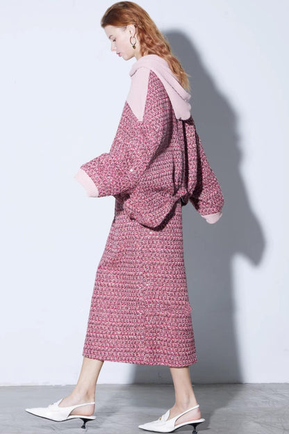 Dekonstruiertes Tweed-Strickjacken-Set