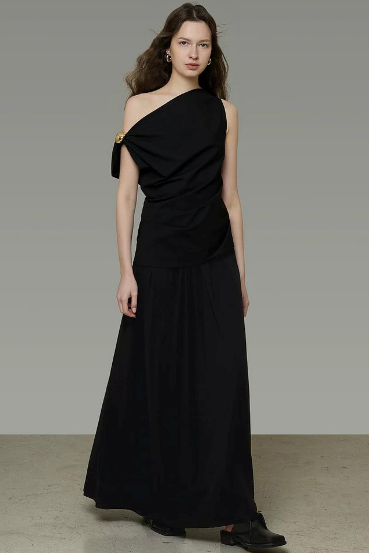 Asymmetrical Black A-Line Dress