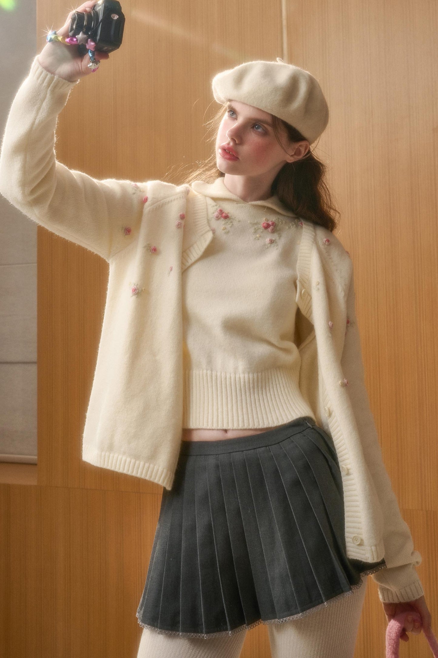 Embroidered Wool Floral Cardigan