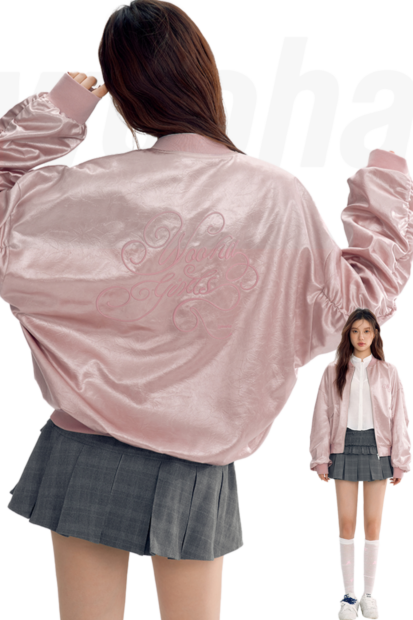 Loose Satin Baseball Style Jacket