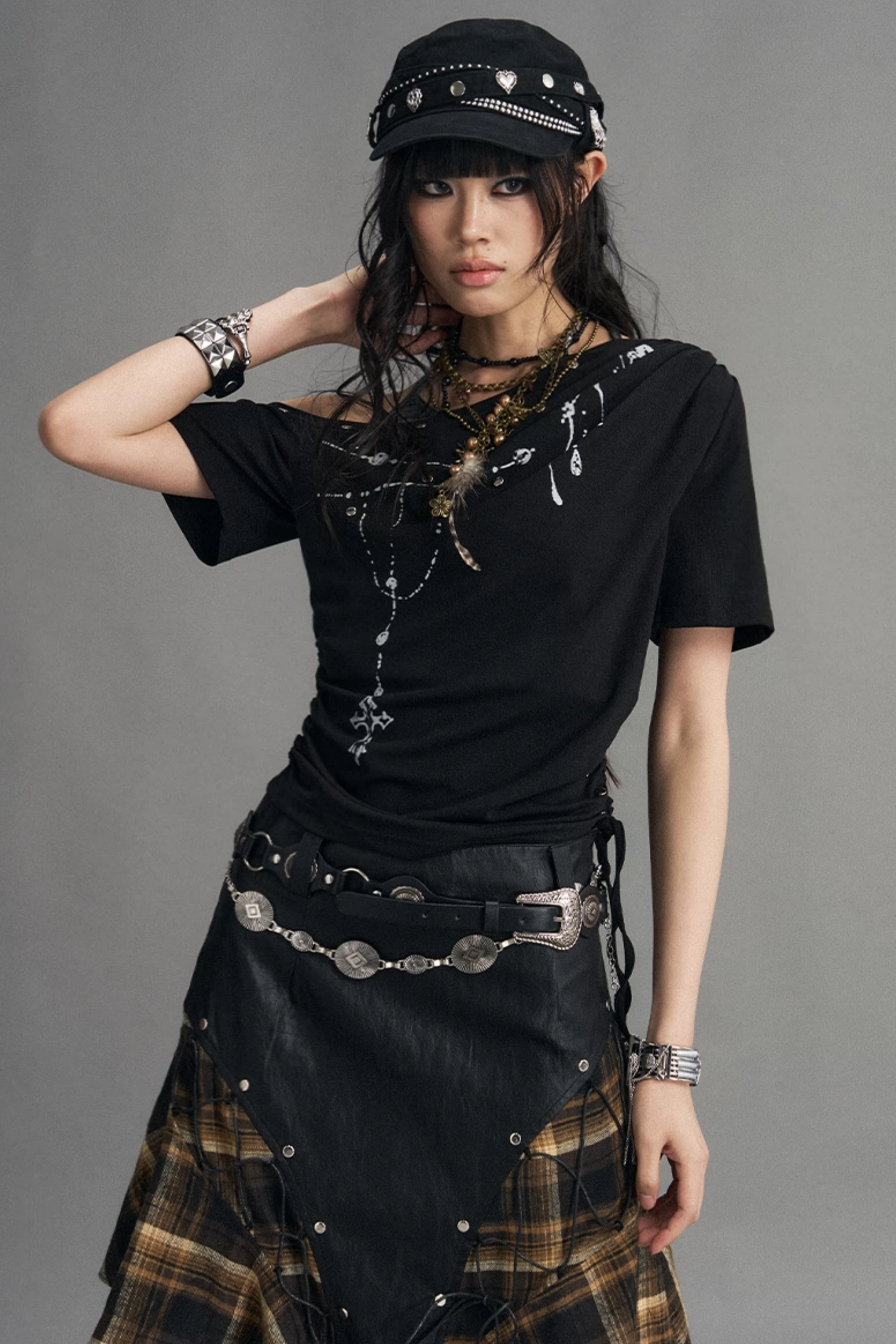 Punk Print Drop-Shoulder Top
