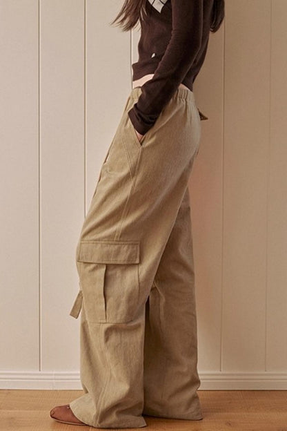 Khaki Fleece-Lined Cargo Pants