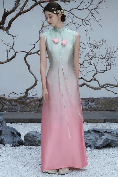 Romantic Floral Cheongsam Dress