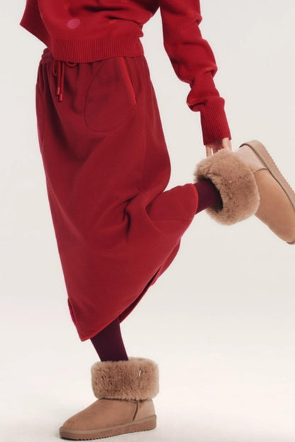 Embroidered Color-Block Skirt