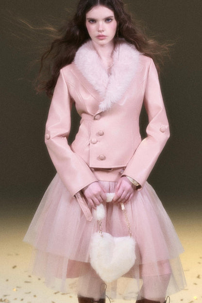 Pink Leather Jacket Set-Up